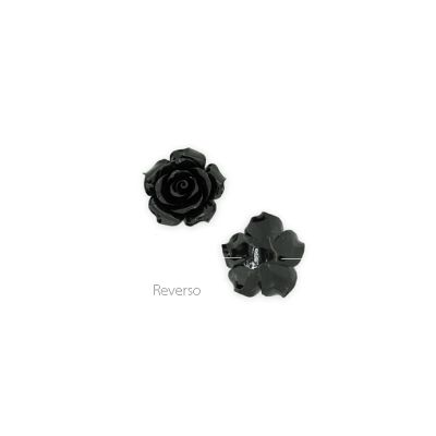 Flor Rosa Tallada Resina Negra 30mm. Venta por Unidad