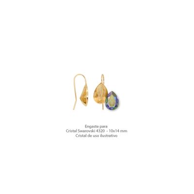 Herraje Latón Dorado e-coating Arete Lagrima Base Engaste Swarovski® 4320 N5001 10x14mm Venta 2 Unidades