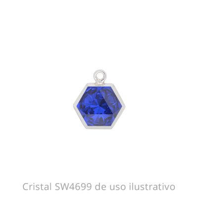 Dije Plata 925 Base Para Hexagono Swarovski® 4699 9mm. Venta por unidad