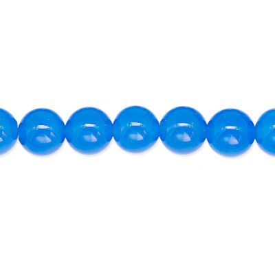 Bola Lisa Agata azul Tinte Calor 8mm. Sarta por 38cm Aprox