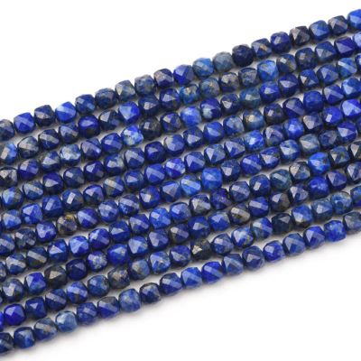 Cubo Facetado Lapislazuli 4mm (Natural). Sarta por 38cm