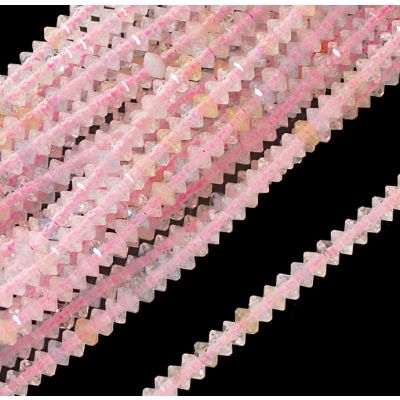 Rondela Facetada Berilo Morganita Verde Rosa B Natural 3mm. Sarta por 38cm Aprox
