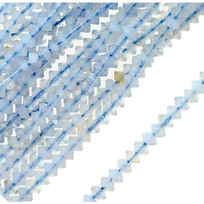 Rondela Facetada Agata Blue Lace Calcedonia Natural 3.5mm. Sarta por 38cm Aprox