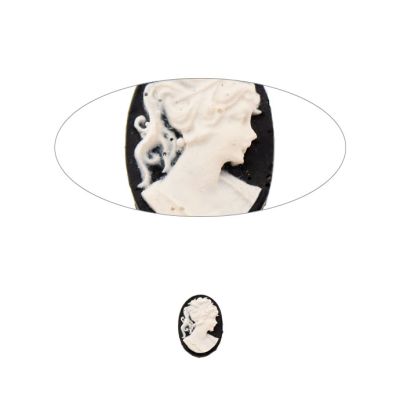 Cabuchon Camafeo Resina Tallado Negro 14x10mm. Venta por 6 Unidades