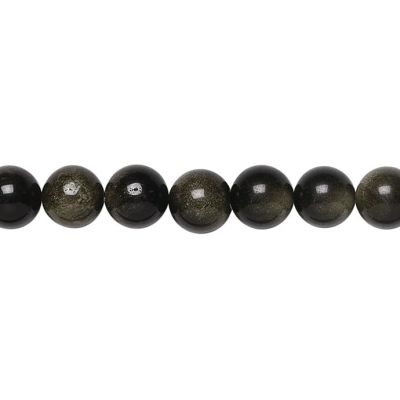 Bola Lisa Obsidiana Negra Dorada AB Natural 6mm. Sarta por 38cm Aprox