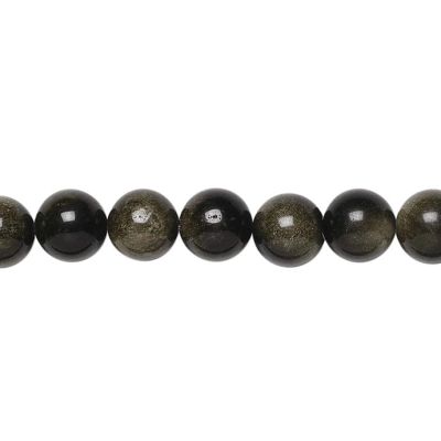 Bola Lisa Obsidiana Negra Dorada AB (Natural) 8mm. Sarta por 38cm Aprox