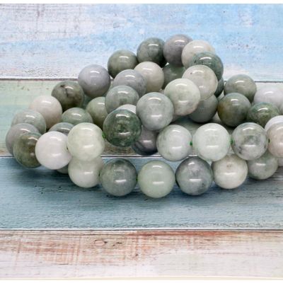 Pulsera Elastica Bola 12mm Lisa Jade Burma AB Natural. Venta por unidad