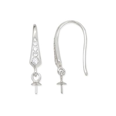 Herraje Plata 925 Rodinado Gancho Pescador Brillantes A1199 Pin 15mm. Venta por 2 Unidades