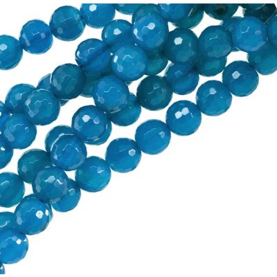 Bola Facetada Agata Azul Taiwan Tinte Calor 8mm. Sarta por 38cm Aprox