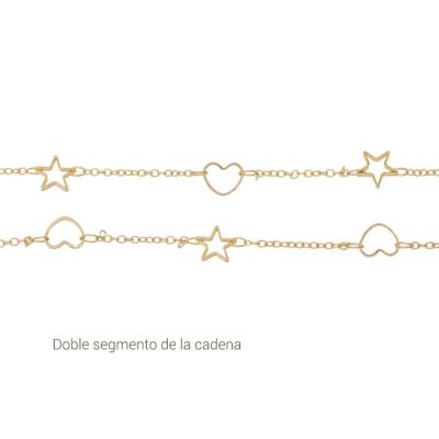 Cadena Goldfilled Brasilero Estrella Corazon 8mm. Venta por Metro