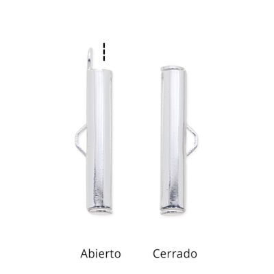 Terminal Tubo Argolla CC546 Miyuki Plateado AAA e-coating 40mm. Venta por 2 Unidades