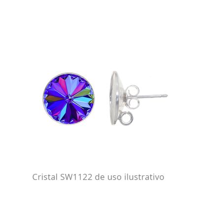 Herraje Plata 925 Topo Base Con Argolla Engaste Cristal Swarovski® Rivoli 1122 12mm. Venta por 2 Unidades