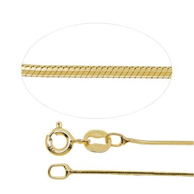 Cadena Plata 925 Terminada Espejo 0.6mm baño Dorado Riaza 5mm 45cm. Venta por Unidad