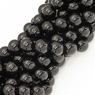 Bola Lisa Turmalina Negra Natural BC 10-11mm. Sarta por 38cm Aprox