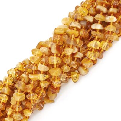 Nugget Irregular 6-8mm Ambar Blanco AB Natural. Sarta por 39cm