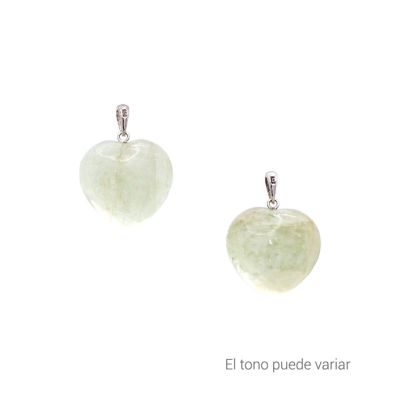 Dije Corazon Cuarzo Aguamarina AB (Natural) 20x13mm Plata 925. Venta por Unidad