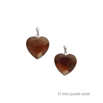 Pendiente Dije Corazon Facetado 20x10mm Cornalina Roja A (Calor) Plata 925. Venta por Unidad