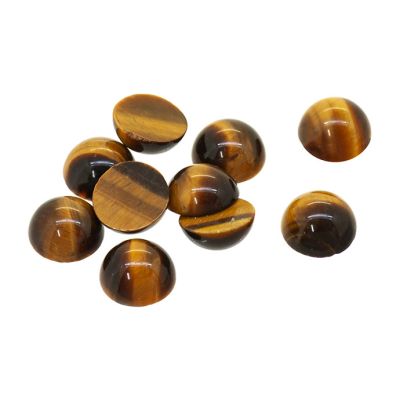 Cabuchon Moneda Ojo de Tigre Amarillo 8mm (Natural). Venta por Unidad