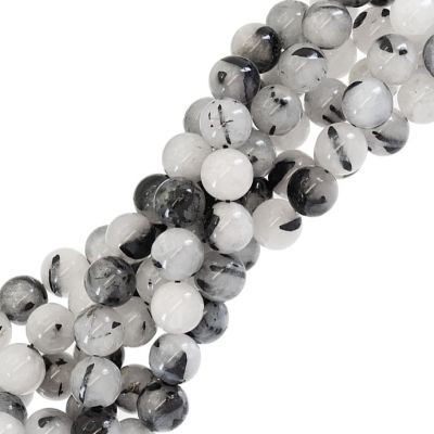 Bola Lisa Cuarzo Turmalinado AB Natural 10mm. Sarta por 38cm Aprox