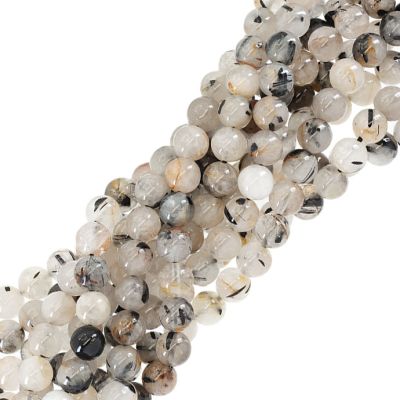 Bola Lisa Cuarzo Turmalinado B Natural 8mm. Sarta por 38cm Aprox