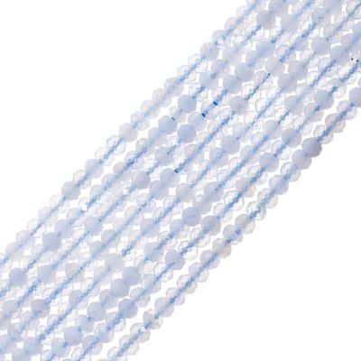 Rondela Facetada 3x4mm Agata Blue Lace Calcedonia Natural. Sarta por 38cm Aprox