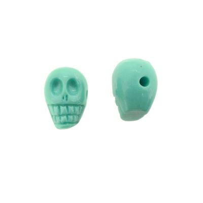 Calavera 13mm Media Perforacion Resina Azul Turquesa 13mm. Venta por unidad
