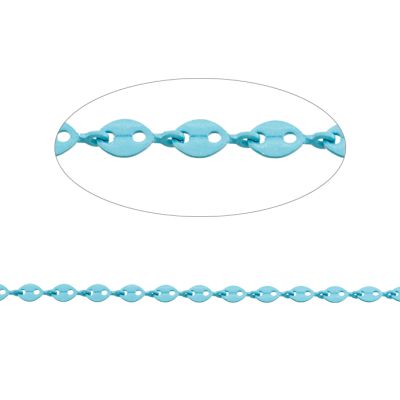 Cadena Metalica Esmaltada Tejido Gucci Azul 8mm. Venta por Metro