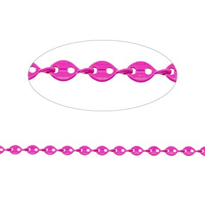 Cadena Metalica Esmaltada Tejido Gucci Fucsia 8mm. Venta por Metro