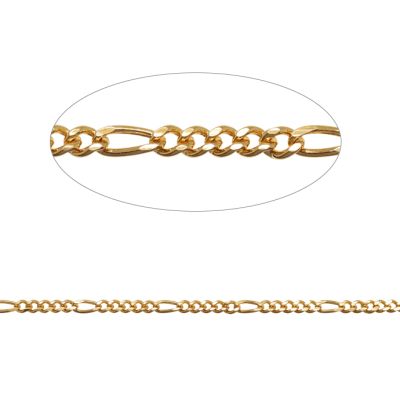 Cadena Goldfilled Brasilero Figaro 2x5-2x3mm. Venta por Metro 8.3g aprox