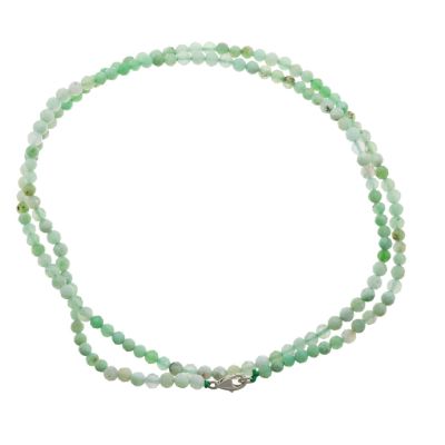 Collar Pulsera Bola Facetada 3mm Crysoprasa (B) Verde Broche Plata. Venta por Unidad 50cm