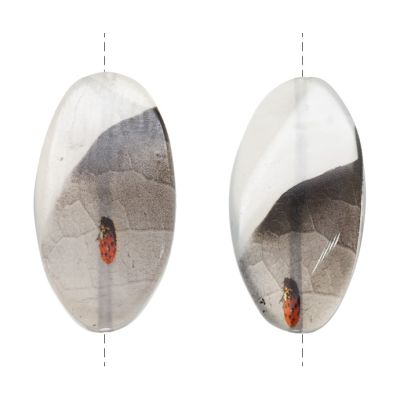 Pendiente Ovalo Agata Pintura Mariquita al Calor 45mm. Venta por Unidad