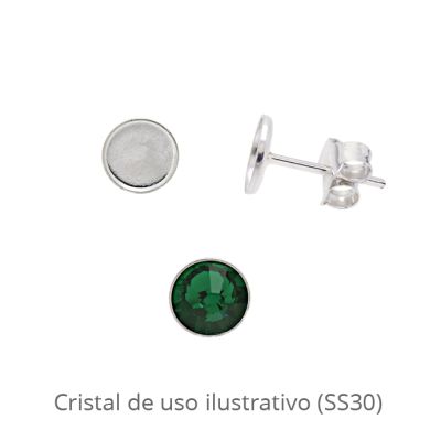 Herraje Plata 925 Topo Base Plana SS30 Cristal Swarovski® Con Mariposa 6.5mm. Venta por 2 Unidades