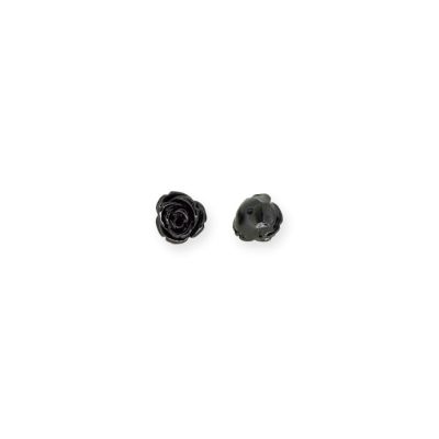 Flor Rosa Media Perforacion Resina Negra 12mm. Venta por 6 Unidades