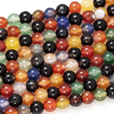 Bola Lisa Agatas Multicolor (Tinte Calor) 6mm. Sarta por 38cm Aprox