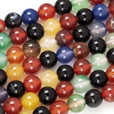 Bola Lisa Agatas Multicolor (Tinte Calor) 8mm. Sarta por 38cm Aprox