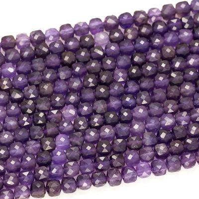 Cubo Facetado Amatista AB 3.8-4mm. Sarta por 20cm