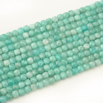 Cubo Facetado Amazonita AB China 4mm (Natural) Sarta por 20cm