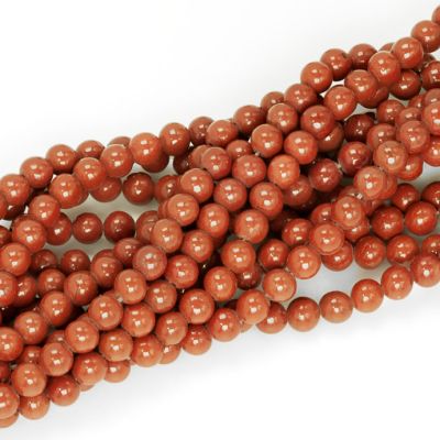 Bola Lisa Jasper Rojo Poppy Natural 4mm. Sarta por 38cm Aprox