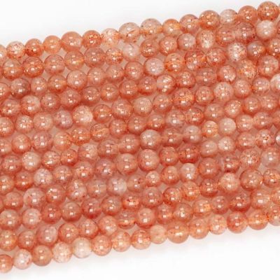 Bola Lisa Piedra Sol Sunstone Natural 4mm. Sarta por 38cm Aprox