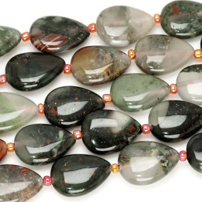 Lagrima Seftonita Piedra Sangre Perforacion Central Natural 18mm. Sarta por 38cm Aprox