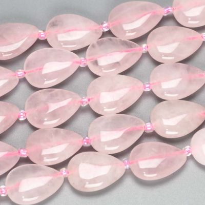 Lagrima Cuarzo Rosado Madagascar Natural 18mm. Sarta por 38cm Aprox
