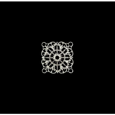 Canastilla Niquelada Plana Cuadrada Filigrana 25mm. Venta por 12 Unidades