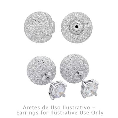 Herraje Cuña Arete Plata 925 LuxLock Bola Polvo Diamante 11mm. Venta por 2 Unidades