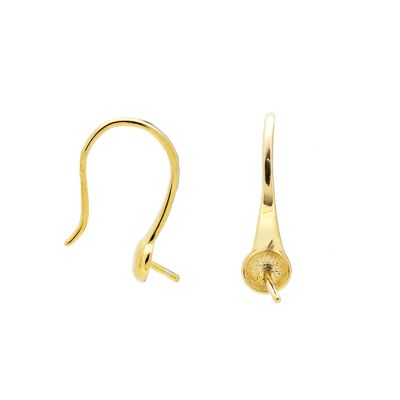 Herraje Gancho Arete Plata 925 Dorado Con Pin 18mm A1143. Venta por Par