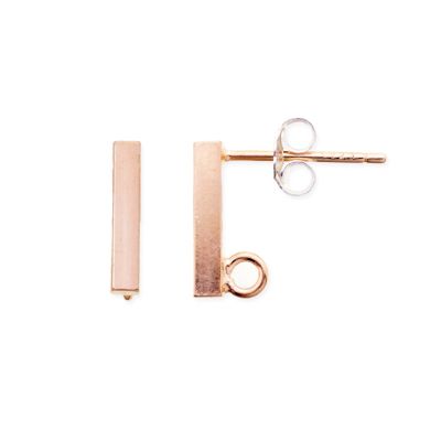 Herraje Plata 925 Oro Rosado Topo Tubo Rectangulo Argolla A1292 Con Mariposa 10mm. Venta por 2 Unidades