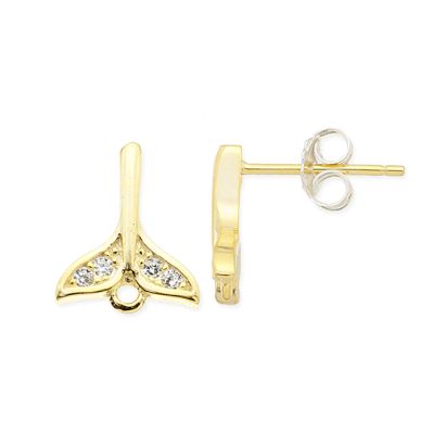 Herraje Plata 925 Dorado Topo Hoja 10mm Brillantes Chaton A1299 Con Mariposa. Venta por 2 Unidades