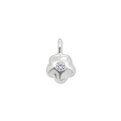 Dije Plata 925 Charm Flor Brillante PN10098 12mm. Venta por Unidad