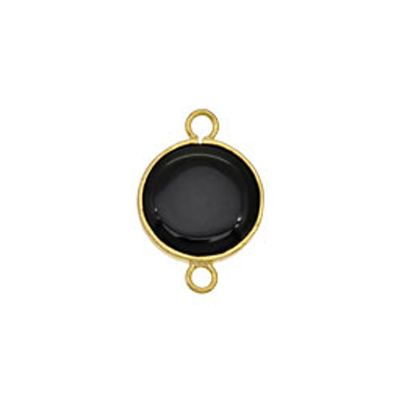 Separado Link Moneda Agata Bandas Negra Borde Dorado 15mm. Venta por Unidad