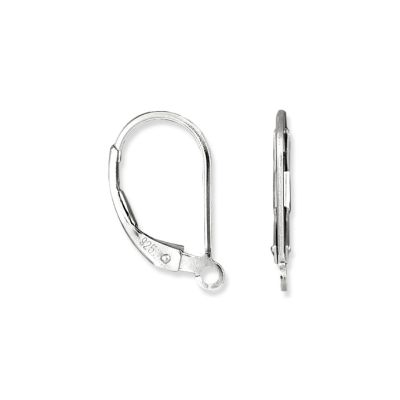 Herraje Plata 925  Gancho Leverback Sencillo 16mm. Venta por 2 Unidades
