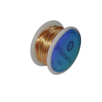 Alambre Americano Bronce Baño Dorado 0.6mm (N°22). Venta por 11mt